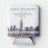 ニューヨークのスカイラインを描いたウォーターカラーのガールズウィークエンド 缶クーラー (裏面)