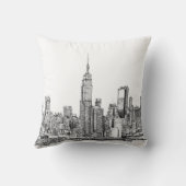 ニューヨークのスカイラインインク枕 クッション (裏面)