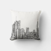 ニューヨークのスカイラインインク枕 クッション (正面)