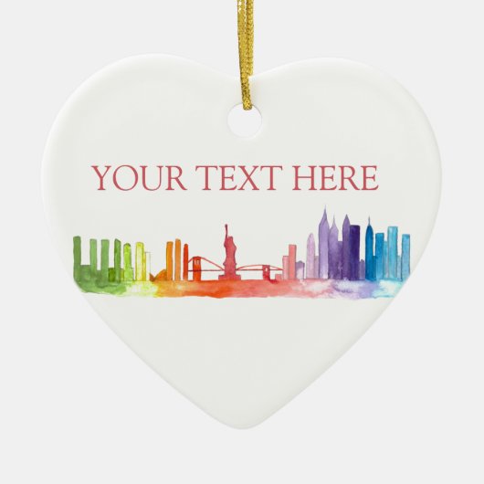 ニューヨークのスカイラインカラフルNYC旅行モダン セラミックオーナメント (正面)