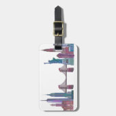 ニューヨークのスカイラインカラー建物 ラゲッジタグ (正面縦)