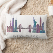 ニューヨークのスカイラインカラー建物 ランバークッション (ブランケット)