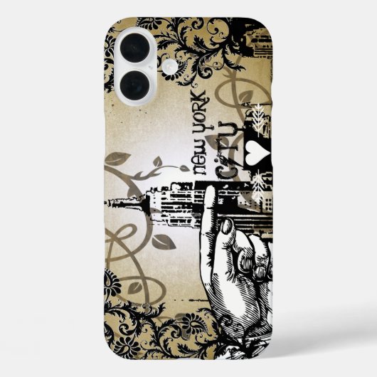 ニューヨークのスカイラインダマスク焼けたつる植物iPhoneケース Case-Mate iPhoneケース (裏面)