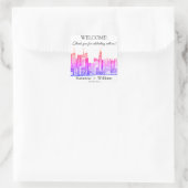 ニューヨークのスカイラインピンクが結婚式を引き立てる スクエアシール (バッグ)