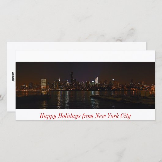 ニューヨークのスカイラインフォトハッピーホリデーズカード シーズンカード (正面/裏面)