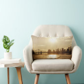 ニューヨークのスカイライン上の都市景観の日没 ランバークッション (椅子)