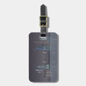 ニューヨークのスカイライン夜反射 ラゲッジタグ (正面縦)