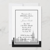 ニューヨークのスカイライン シルエット, キス ESB #1 白黒 誕生日V 招待状 (裏面)