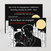 ニューヨークのスカイライン シルエット 招待状 (正面/裏面)