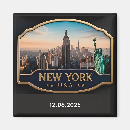 🗽 ニューヨークのスカイライン バケーションの思い出 マグネット (正面)