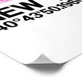 ニューヨークのスカイライン+ピンクポスターの座標 ポスター (角)