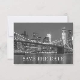 ニューヨークのスカイライン ブルックリン 結婚式 Save the Date 招待状