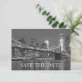 ニューヨークのスカイライン ブルックリン 結婚式 Save the Date 招待状 (スタンド正面)