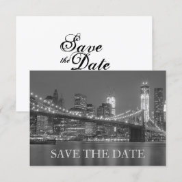 ニューヨークのスカイライン ブルックリン 結婚式 Save the Date 招待状
