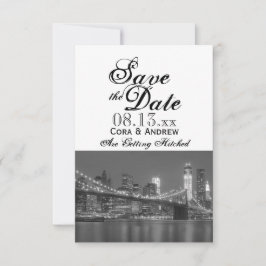 ニューヨークのスカイライン ブルックリン 結婚式 Save the Date 招待状