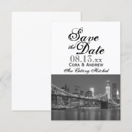 ニューヨークのスカイライン ブルックリン 結婚式 Save the Date 招待状