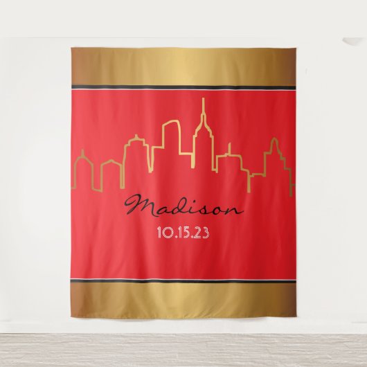 ニューヨークのスカイライン ブロードウェイ フォトオープ バックドロップ タペストリー (正面)