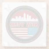 ニューヨークのスカイライン|米国は印を付けます ガラスコースター (裏面)