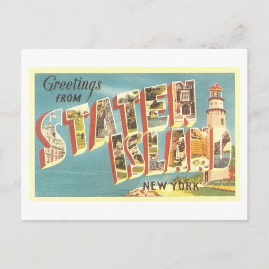 ニューヨークのスタテン島からのヴィンテージの挨拶 ポストカード (正面)