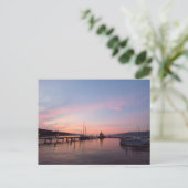 ニューヨークのセネカ湖に夕日 ポストカード (スタンド正面)