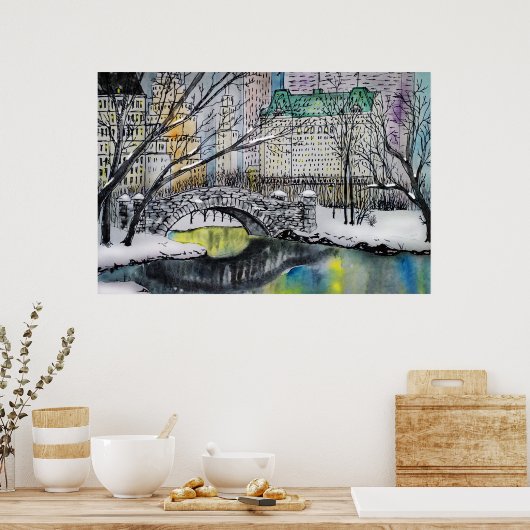 ニューヨークのセントラルパーク、ガプストウブリッジ ポスター (キッチン)