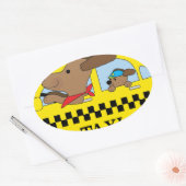 ニューヨークのタクシー犬 楕円形シール (封筒)