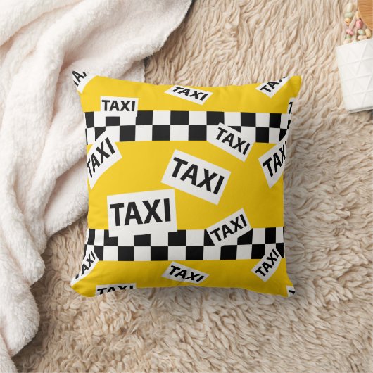 ニューヨークのタクシー運転手イエロータクシーキャブパターン クッション (ブランケット)