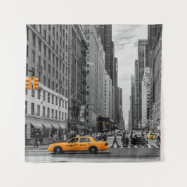 ニューヨークのタクシー都市のカラーポップ・アートの写真 タペストリー