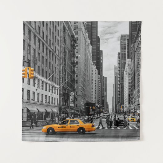 ニューヨークのタクシー都市のカラーポップ・アートの写真 タペストリー (正面)