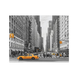 ニューヨークのタクシー都市のカラーポップ・アートの写真 メタルプリント