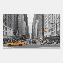 ニューヨークのタクシー都市のカラーポップ・アートの写真 長方形シール