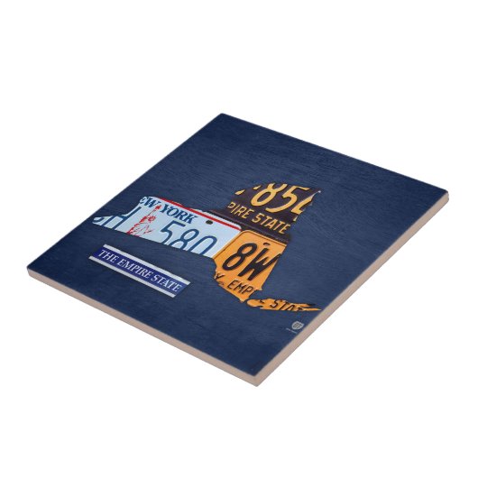 ニューヨークのナンバープレートの地図のセラミックタイルV2 タイル (側面)