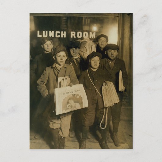 ニューヨークのニューズボーイズ世紀のターン ポストカード (正面)