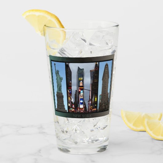 ニューヨークのパーソナライズされためがねニューヨーク土産 タンブラーグラス (アイス正面)