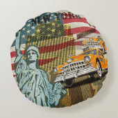 ニューヨークのビンテージポスター。 ラウンドクッション (裏面)