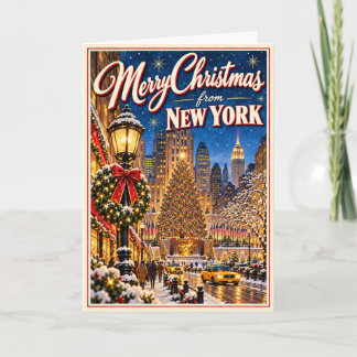 ニューヨークのビンテージNYCホリデーからのメリークリスマス カード