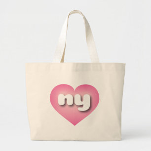 ニューヨークのピンク色のフェードハート – 私はnyが大好き ラージトートバッグ