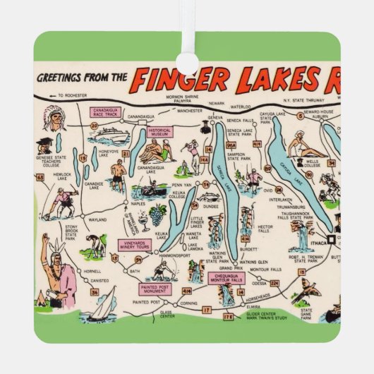 ニューヨークのフィンガーレイクス メタルオーナメント (裏面)