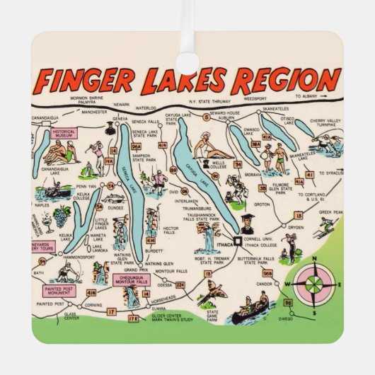 ニューヨークのフィンガーレイクス メタルオーナメント (正面)