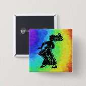 ニューヨークのブギウギ夜ドラム虹 缶バッジ (正面&裏面)