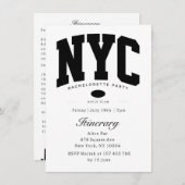 ニューヨークのブラック&ホワイトの独身最後の夜の予定 招待状 (正面/裏面)