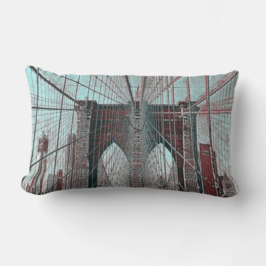 ニューヨークのブルックリン橋および自由タワー ランバークッション (正面)