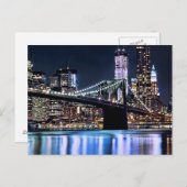 ニューヨークのブルックリン橋の反射のビュー ポストカード (正面/裏面)