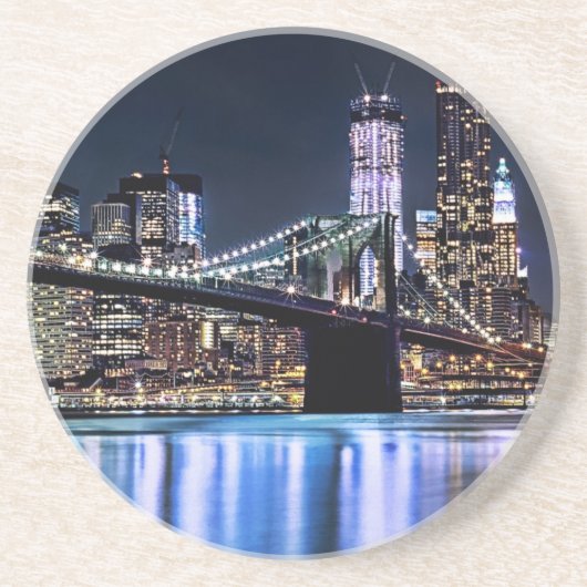ニューヨークのブルックリン橋の反射の眺め コースター (正面)