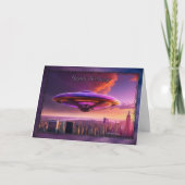 ニューヨークのボーイズカードの上の宇宙船誕生日 カード (正面)