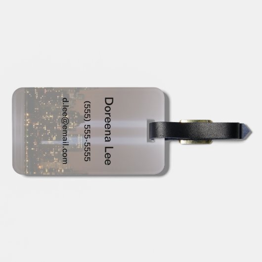 ニューヨークのライトの世界貿易センター捧げ物。 ラゲッジタグ (裏面横)