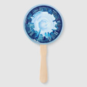 ニューヨークのラウンド超高層ビルスカイライン ハンドファン (裏面)