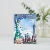 ニューヨークのレトロな旅行はがき ポストカード (スタンド正面)