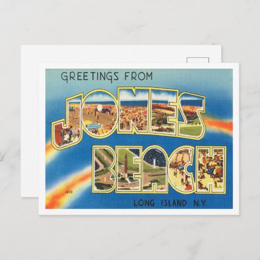 ニューヨークのロングアイランド州ジョーンズビーチからの挨拶 ポストカード (正面/裏面)