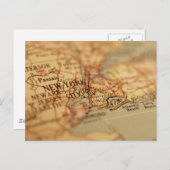 ニューヨークのヴィンテージマップ ポストカード (正面/裏面)